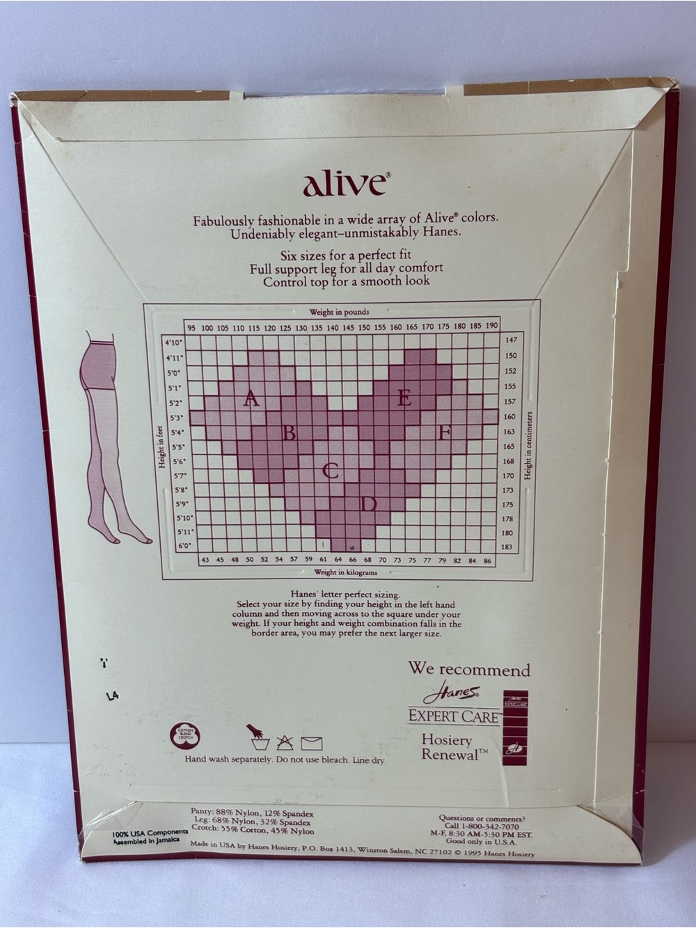 Vintage Hanes Alive Support Pantyhose Style 810 Deadstock Travel Buff Size C - Picture 2 of 9